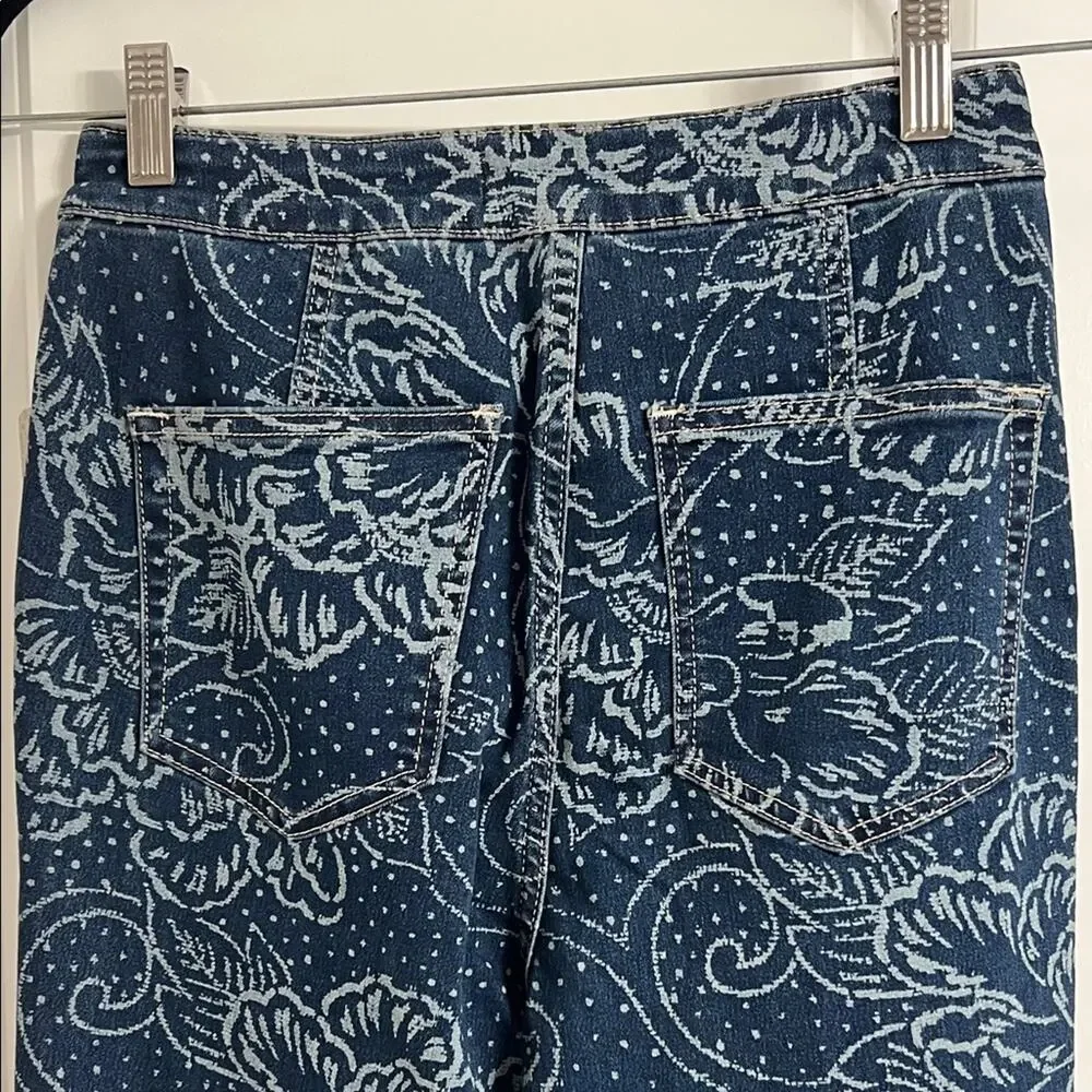 Free People We The Free Youthquake Printed Crop Flare Jeans Size 28 - Picture 6 of 6